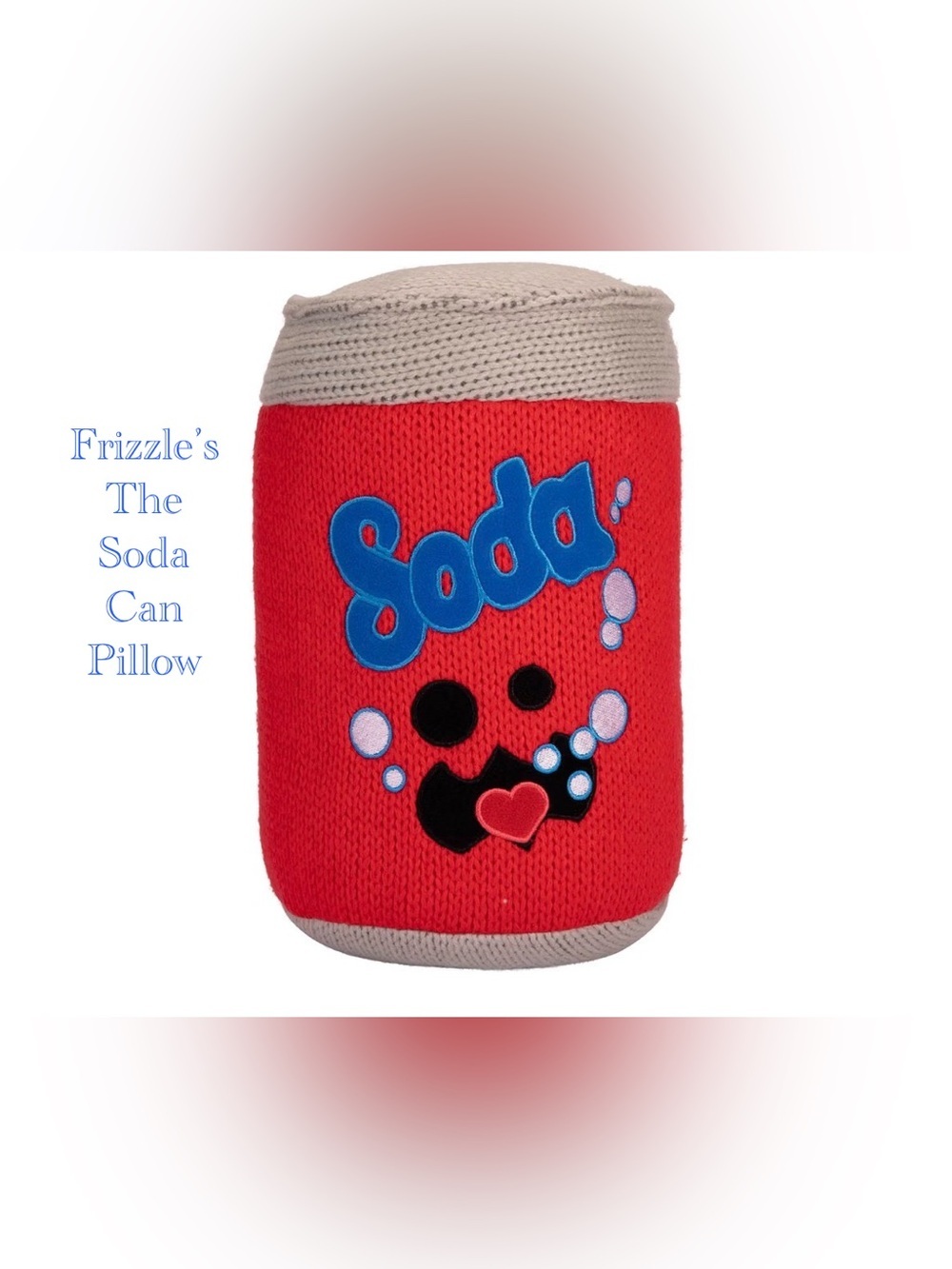 ❤️🆕💙 Fizzles The Red Crochet Hug-Worthy Soda Can Plush Pillow
